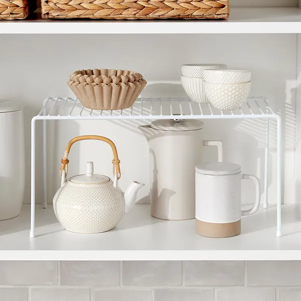 White_Steel_Wire_Two-Tier_Cabinet_Shelf_Organizer_Pack_Of_2