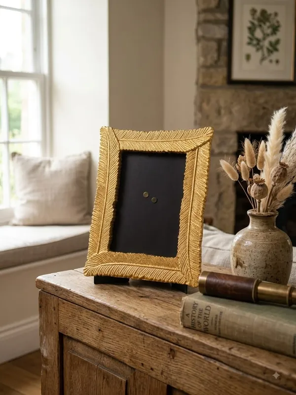Gold_Aluminum_Embossed_Feather_Antique_Gold_Photo_Frame