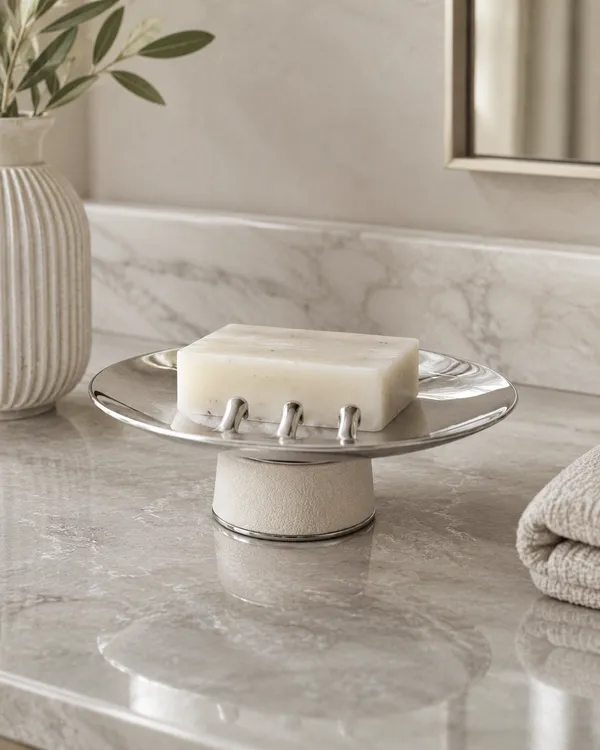 White_Stainless_Steel_Enamel_Pedestal_Soap_Dish