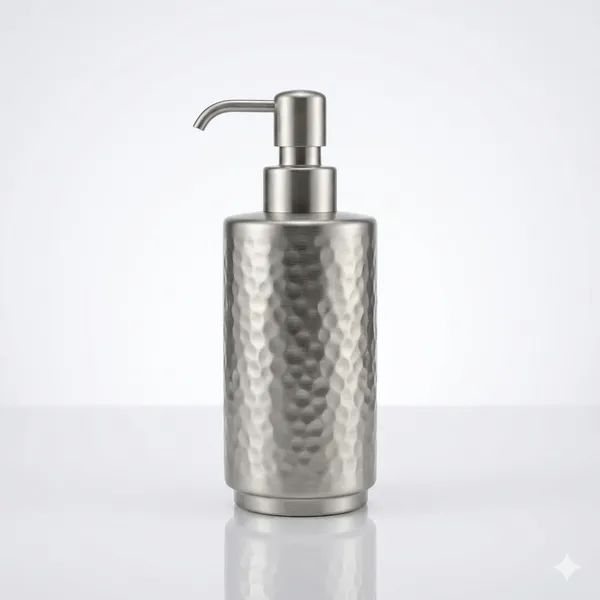Silver_Stainless_Steel_Hammered_Satin_Finish_Soap_Dispenser
