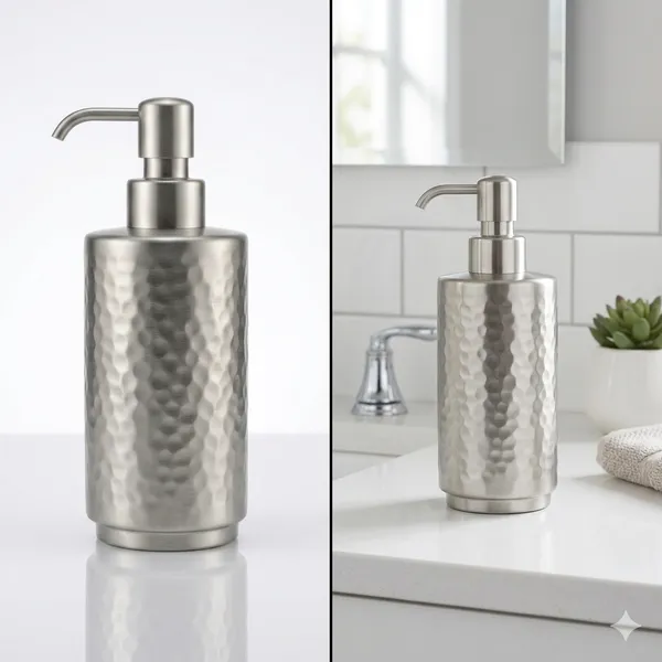 Silver_Stainless_Steel_Hammered_Satin_Finish_Soap_Dispenser