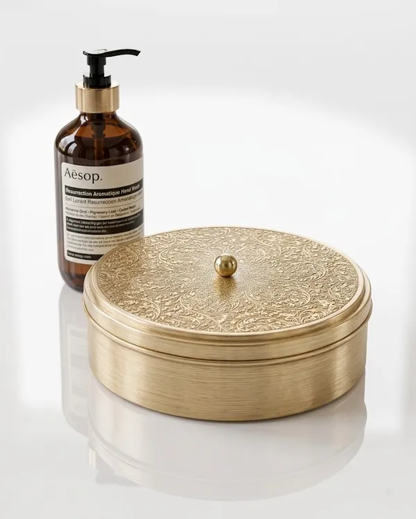 Brass_Stainless_Steel_Etched_Floral_Gold_Finish_Box