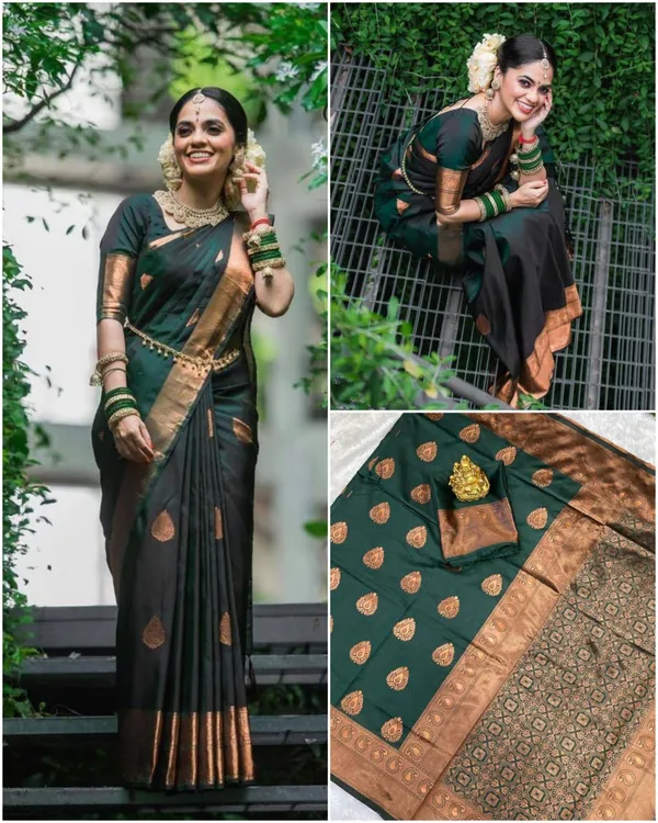 Elegant_Black_Copper_Zari_Silk_Saree