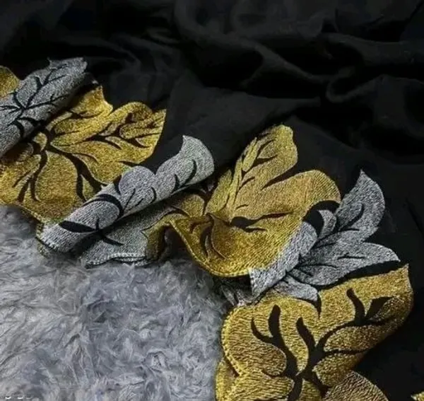 Elegant_Black_Floral_Border_Organza_Saree_With_Matching_Blouse