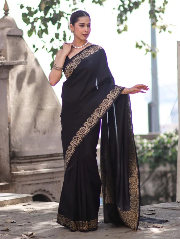 Elegant_Black_Saree_with_Golden_Floral_Border