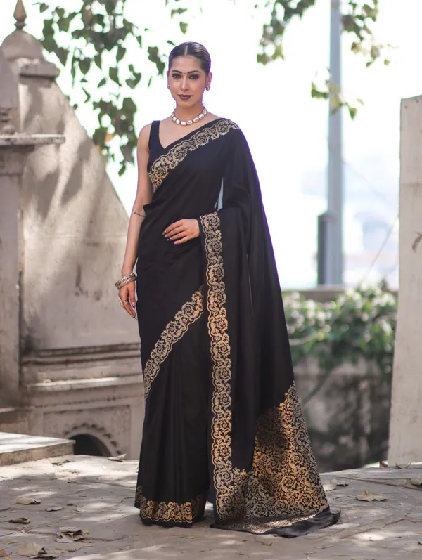 Elegant_Black_Saree_with_Golden_Floral_Border