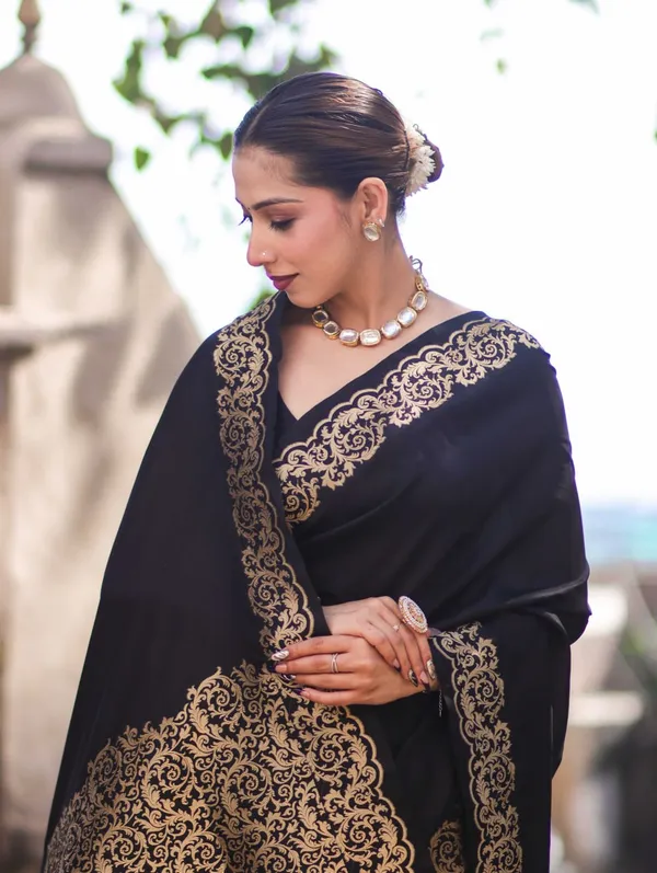Elegant_Black_Saree_with_Golden_Floral_Border