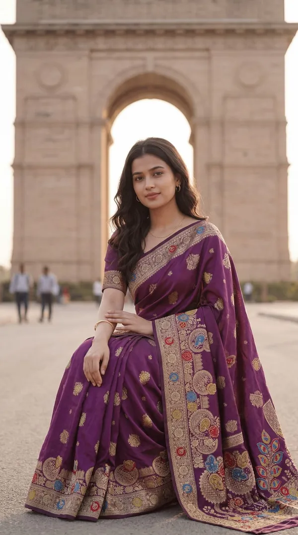 Elegant_Purple_Woven_Banarasi_Silk_Blend_Saree_With_Rich_Zari_Border