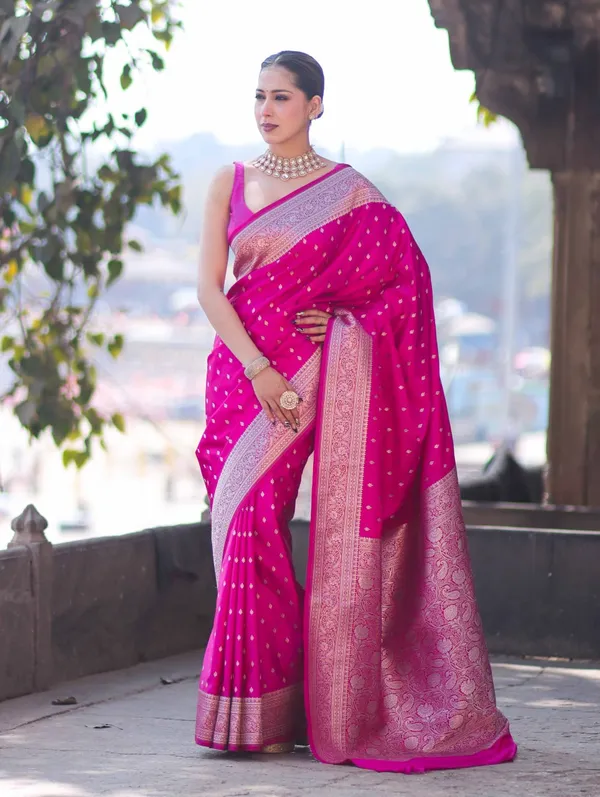 Royal_Pink_Banarasi_Silk_Saree_with_Woven_Zari_Border