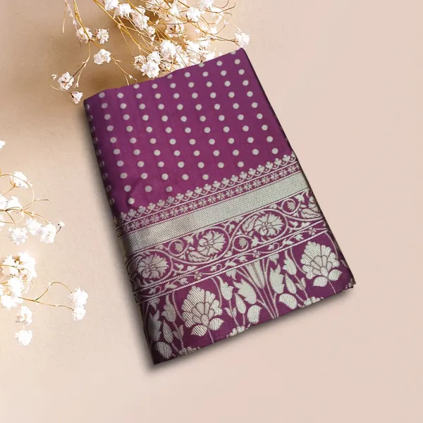 Wine_Banarasi_Silk_Saree_with_Golden_Zari_Border