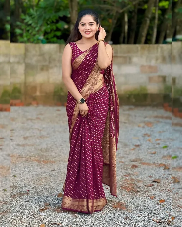 Wine_Banarasi_Silk_Saree_with_Golden_Zari_Border