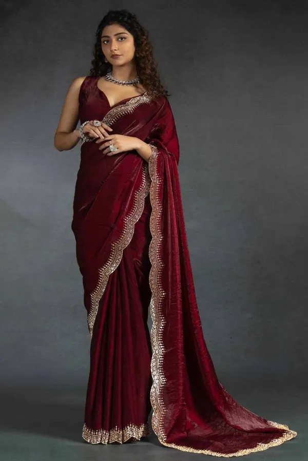Womens_Maroon_Diamond_Border_Designer_Saree