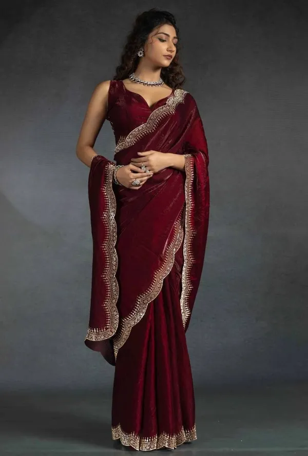 Womens_Maroon_Diamond_Border_Designer_Saree