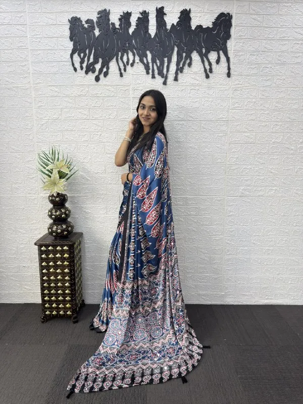 Womens_Premium_Blue_Cotton_Printed_Saree_With_Designer_Border_And_Tassel_Pallu_And_Mirror_Work