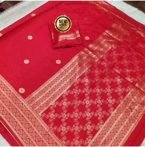 Womens_Premium_Red_Banarasi_Silk_Blend_Woven_Saree_With_Blouse_Piece