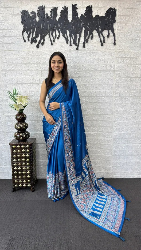 Women’s_Royal_Blue_Printed_Designer_Saree_with_Traditional_Paisley_Border