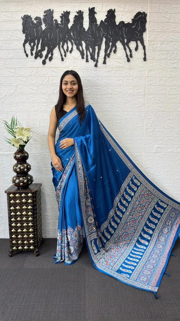Women’s_Royal_Blue_Printed_Designer_Saree_with_Traditional_Paisley_Border