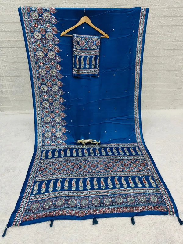 Women’s_Royal_Blue_Printed_Designer_Saree_with_Traditional_Paisley_Border