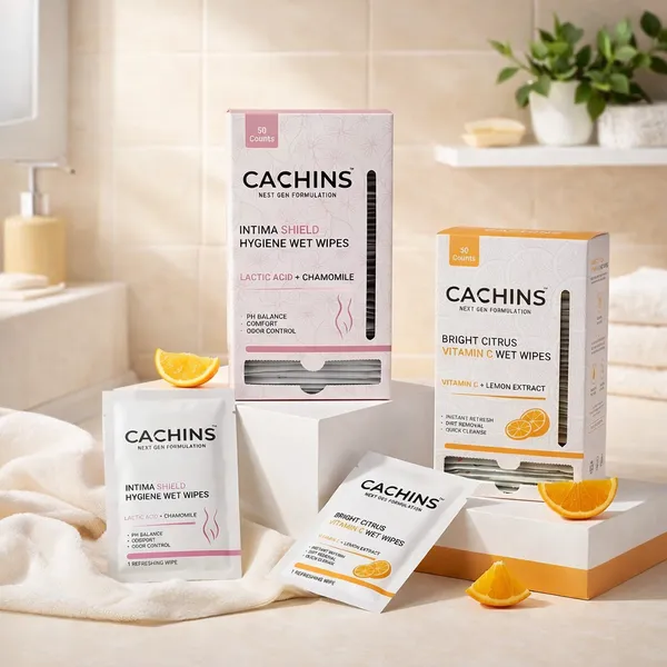 CACHINS_Hygiene_Wet_Wipes_Combo_|_Vitamin_C_Wet_Wipes_+_Intima_Shield_Hygiene_Wipes_|_Refresh_&_Protect