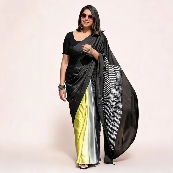 Black_Printed_Satin_Saree_with_Contrast_Pallu_for_Women