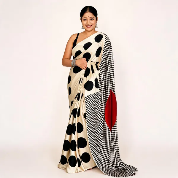 Off_White_Satin_Polka_Dot_Checkered_Print_Saree_for_Women