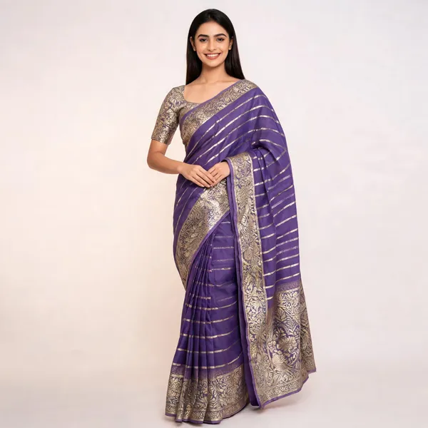Purple_Satin_Zari_Woven_Border_Saree_for_Women