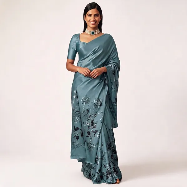 Blue_Floral_Print_Satin_Saree_for_Women