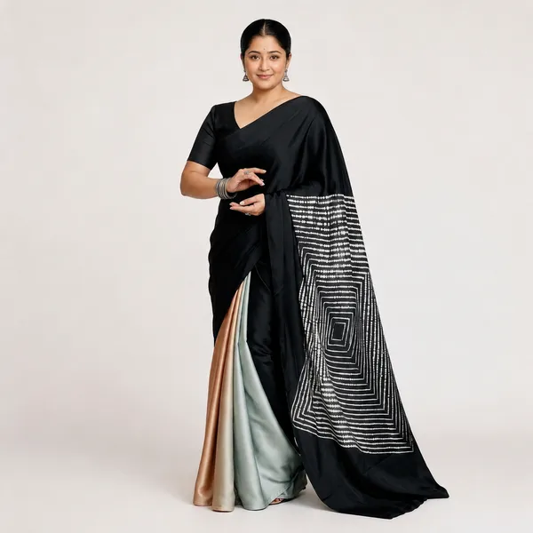 Black_Satin_Ombre_Geometric_Print_Draped_Saree_for_Women