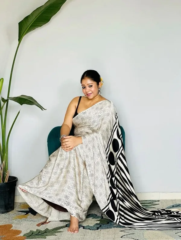 White_Satin_Printed_Saree_with_Black_Striped_Border_for_Women