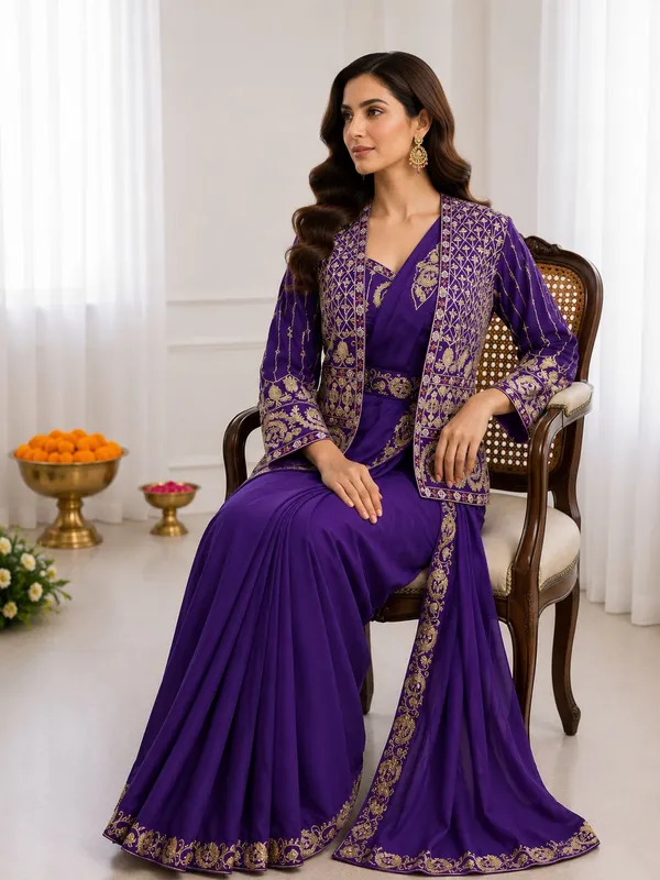 Premium_Ready-to-Wear_Purple_Saree_with_Jacket_&_Blouse