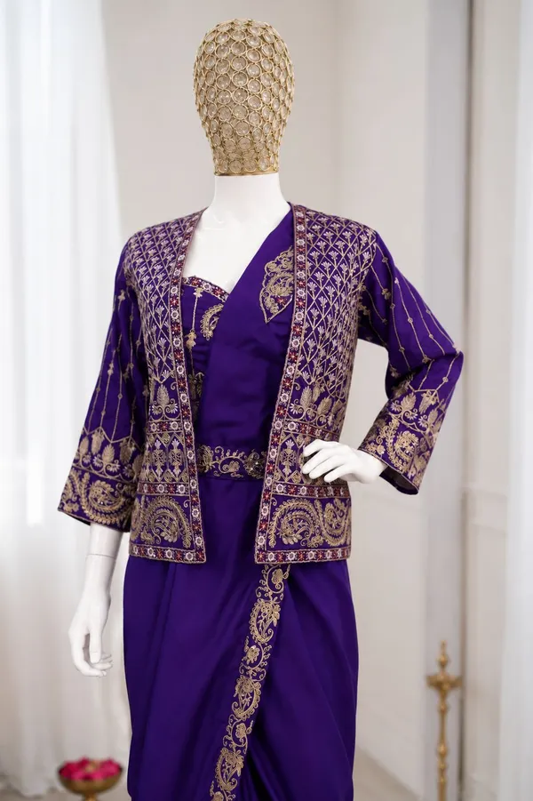 Premium_Ready-to-Wear_Purple_Saree_with_Jacket_&_Blouse