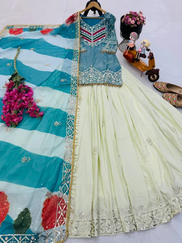 New_Designer_Party_Top_Lehenga_&_Dupatta_Set_|_Sky_Blue
