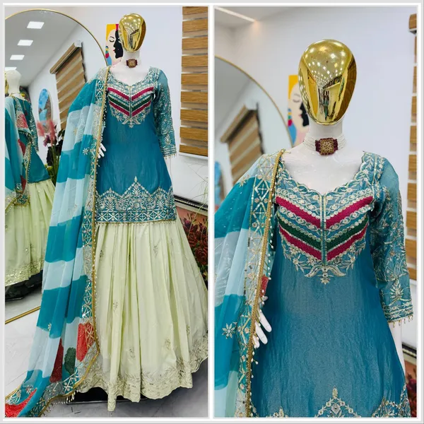 New_Designer_Party_Top_Lehenga_&_Dupatta_Set_|_Sky_Blue