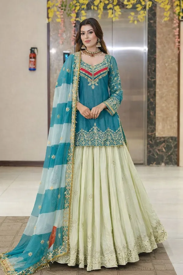 New_Designer_Party_Top_Lehenga_&_Dupatta_Set_|_Sky_Blue
