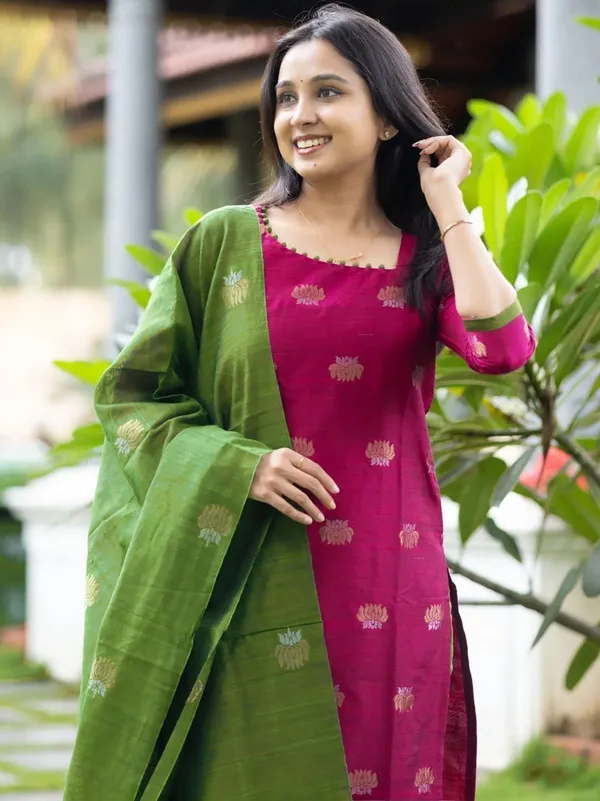 Art_Silk_Kurta_Pant_Dupatta_Set