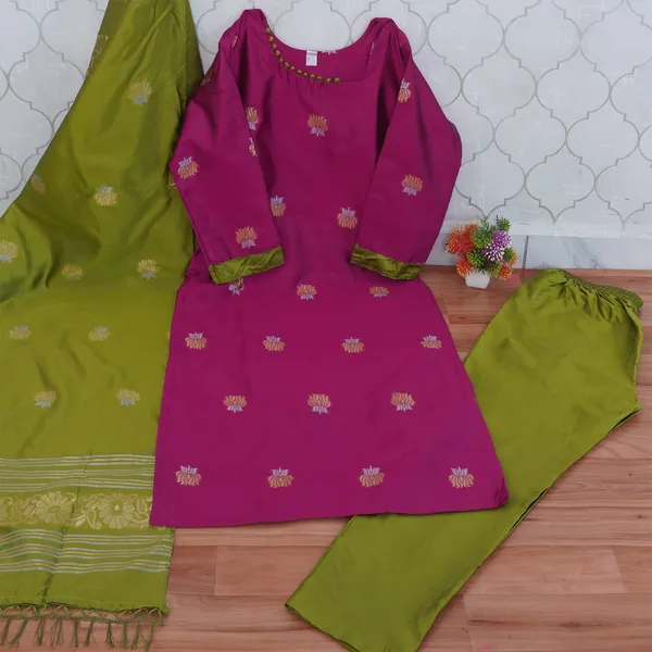Art_Silk_Kurta_Pant_Dupatta_Set