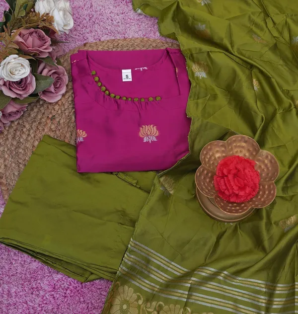 Art_Silk_Kurta_Pant_Dupatta_Set