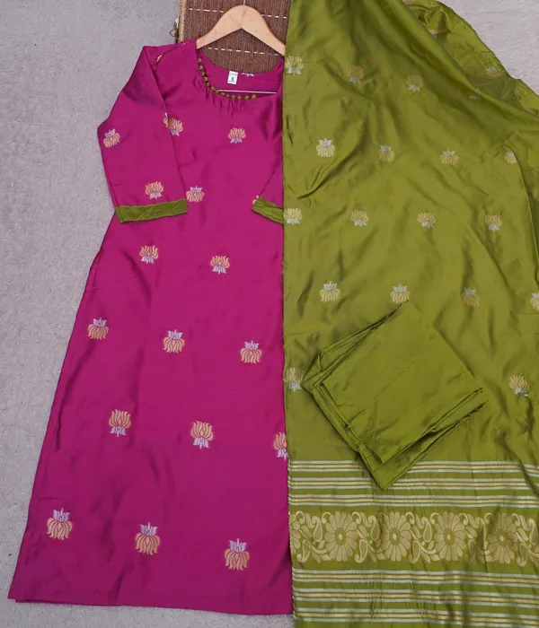 Art_Silk_Kurta_Pant_Dupatta_Set