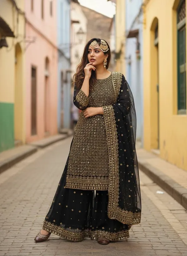 Beautiful_Georgette_Kurti_Plazzo_Dupatta_Set