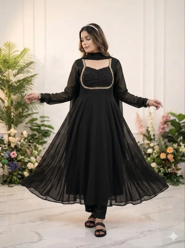 Black_Fox_Georgette_Party_Wear_Gown_with_Dupatta_&_Pant