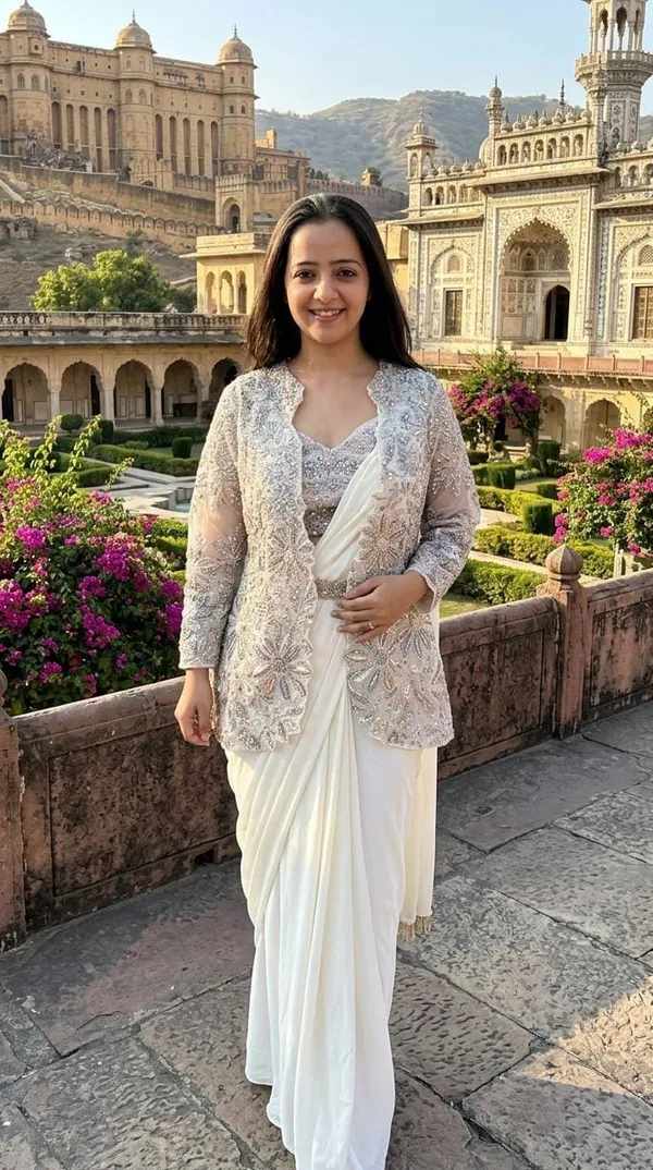 Bollywood_Glam_Designer_Drape_Saree_with_Jacket_&_Belt