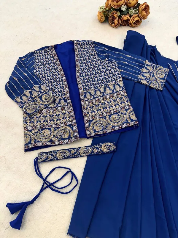 Premium_Ready-to-Wear_Blue_Saree_with_Jacket_&_Blouse