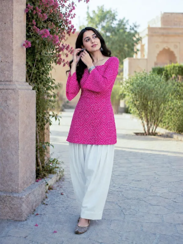 Cotton_Bandhej_Print_Top_with_Farsi_Pant_Set