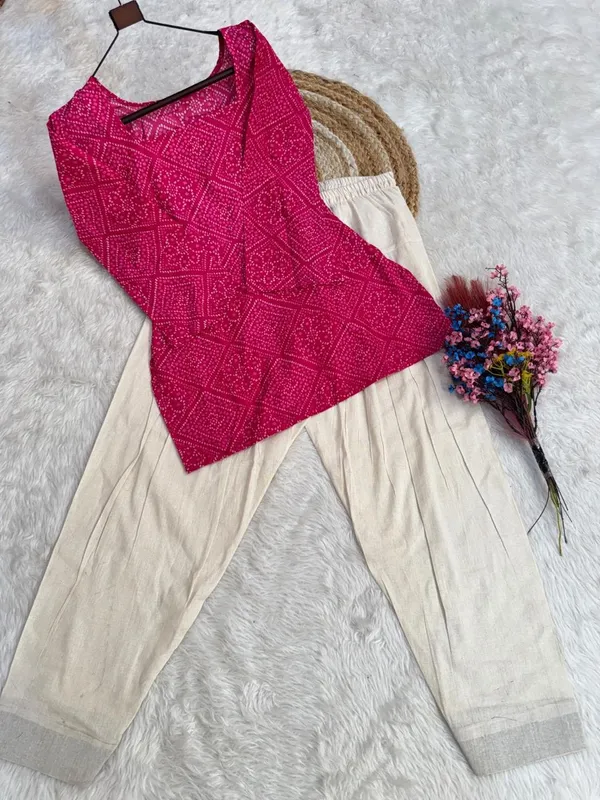Cotton_Bandhej_Print_Top_with_Farsi_Pant_Set
