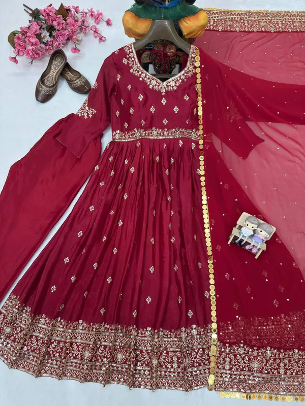 Designer_Chinon_Silk_Gown_Set_with_Dupatta