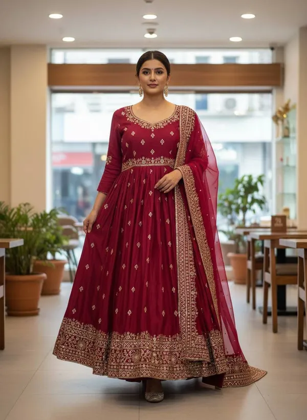 Designer_Chinon_Silk_Gown_Set_with_Dupatta