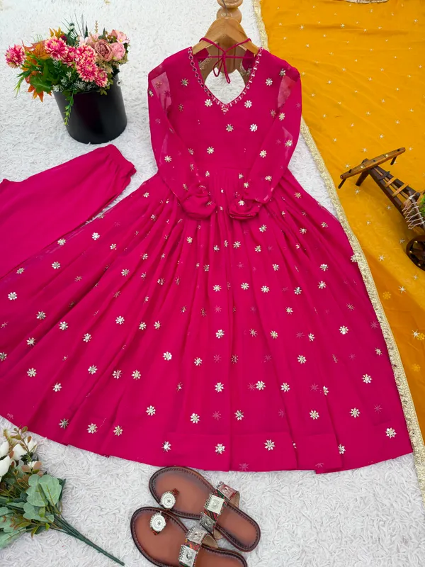 Designer_Faux_Georgette_Embroidery_Gown_Set_with_Dupatta