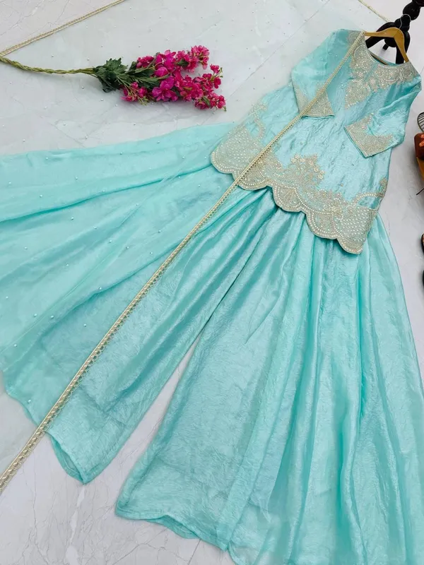Designer_Party_Top_Pallazo_&_Dupatta_Set