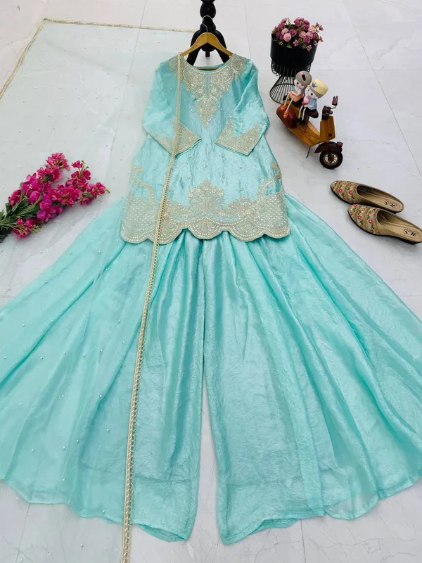Designer_Party_Top_Pallazo_&_Dupatta_Set