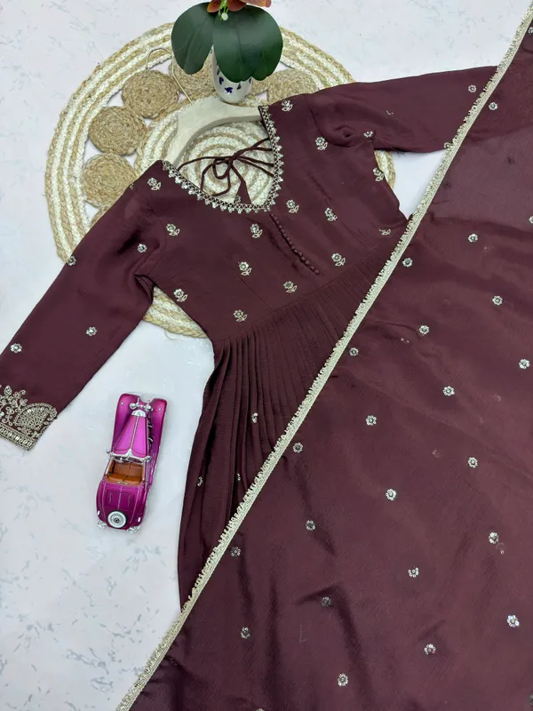 Designer_Party_Wear_Chinon_Silk_Gown_with_Dupatta_&_Pant